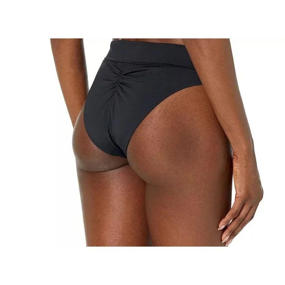 prAna Aurelia Bikini Bottom Women XS Black High Rise Cheeky Beach Vacation NEW! - Picture 3 of 14